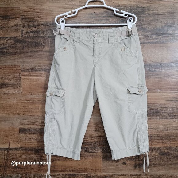 French Cuff Pants - French Cuff Cargo Capri Pants 10 Mid Rise Rip Stop Beige Outdoor Preppy Gorpcore